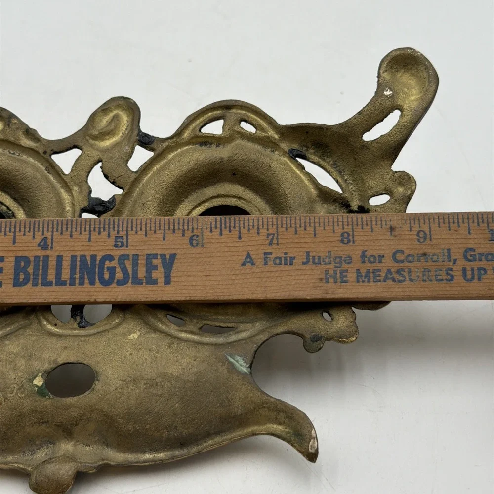 Vintage Double Ornate Brass Style Metal Inkwell JAPAN